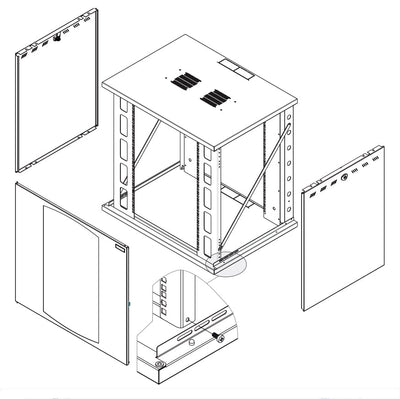 Armadio Rack 19'' a Muro 13U P 600mm L 800mm Porta Vetro Nero