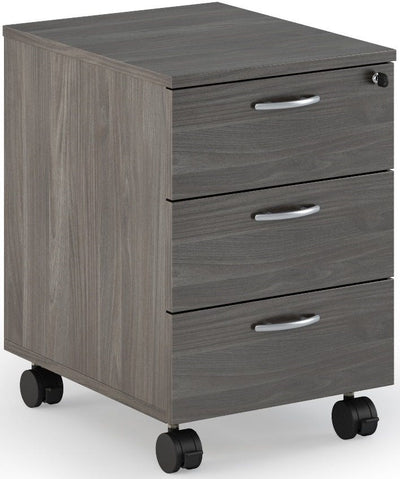 Cassettiera da ufficio in legno su ruote a 3 cassetti cm. 43x52x60h