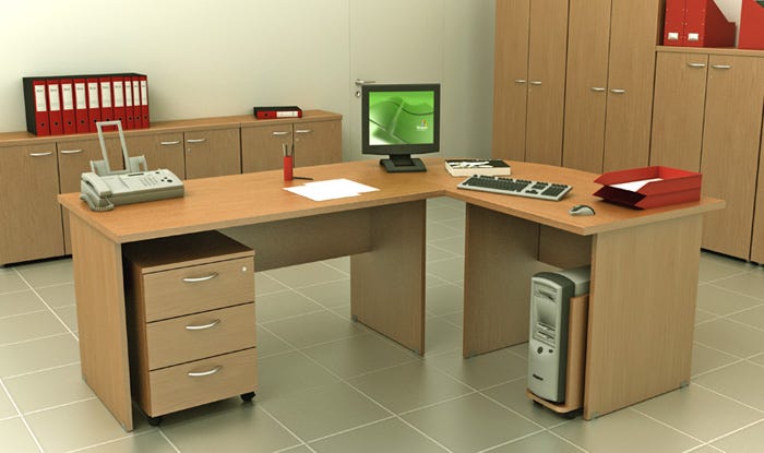 Cassettiera da ufficio in legno su ruote a 3 cassetti cm. 43x52x60h