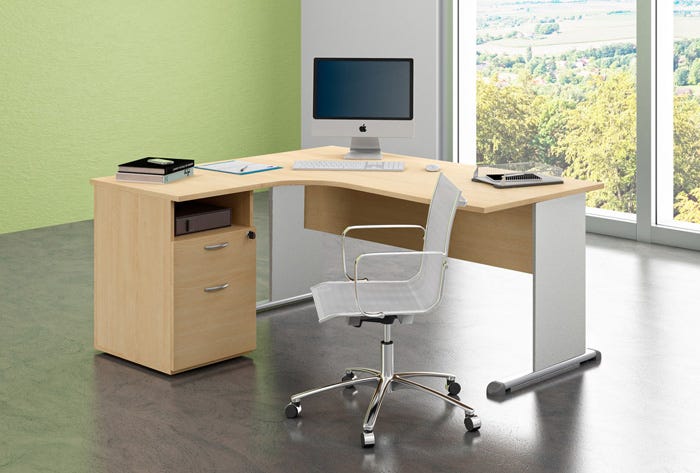 Cassettiera da ufficio in legno su ruote a 3 cassetti cm. 43x52x60h