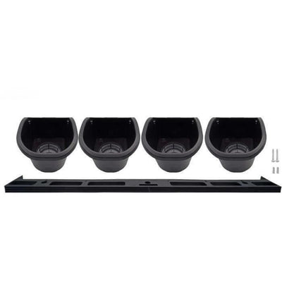 Fioriera da parete - Kit da parete composto da supporto a muro e 4 vasi (1 L) - Nero - Dim H 15 x L 60 cm - NATURA