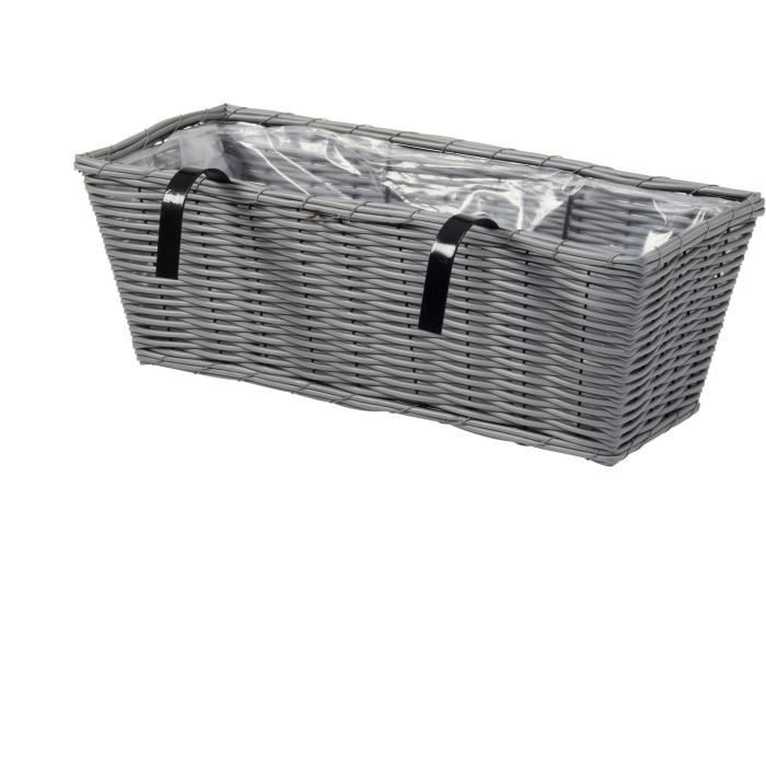 Giardiniere - Finto rattan - Grigio - 48 cm - SMART GARDEN