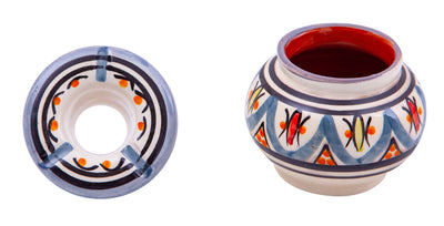 Biscottini Posacenere antiodore e antivento in ceramica decorato a mano