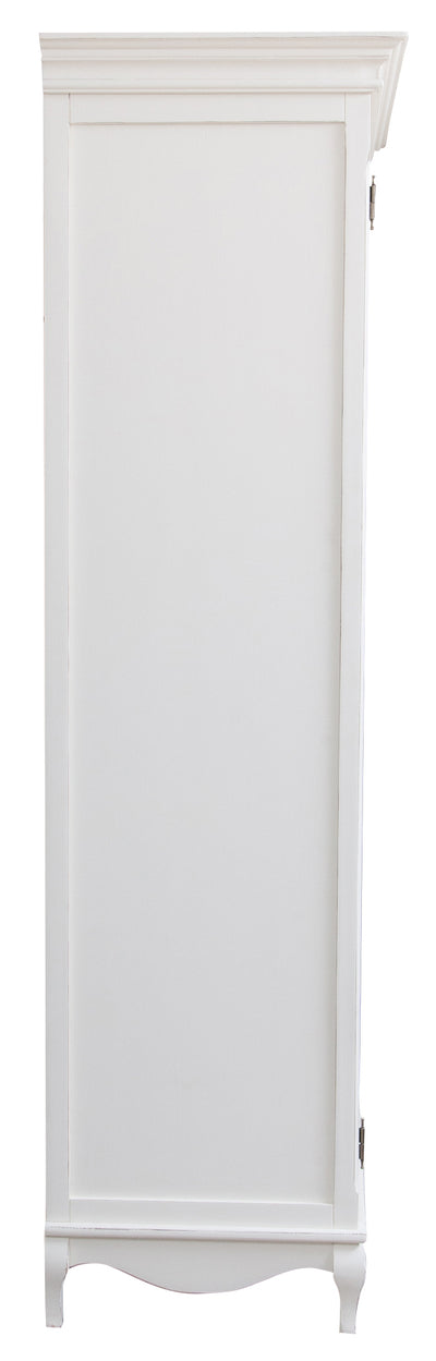 Biscottini Armadio Shabby in legno massello di tiglio finitura bianca anticata L130xPR57xH210 cm. Made in Italy