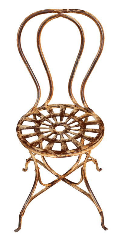 Biscottini Sedia in ferro battuto da esterno da giardino da pranzo finitura crema anticata