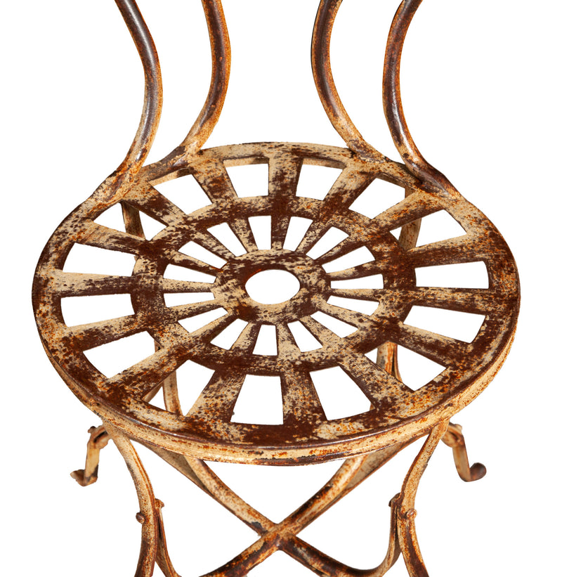 Biscottini Sedia in ferro battuto da esterno da giardino da pranzo finitura crema anticata