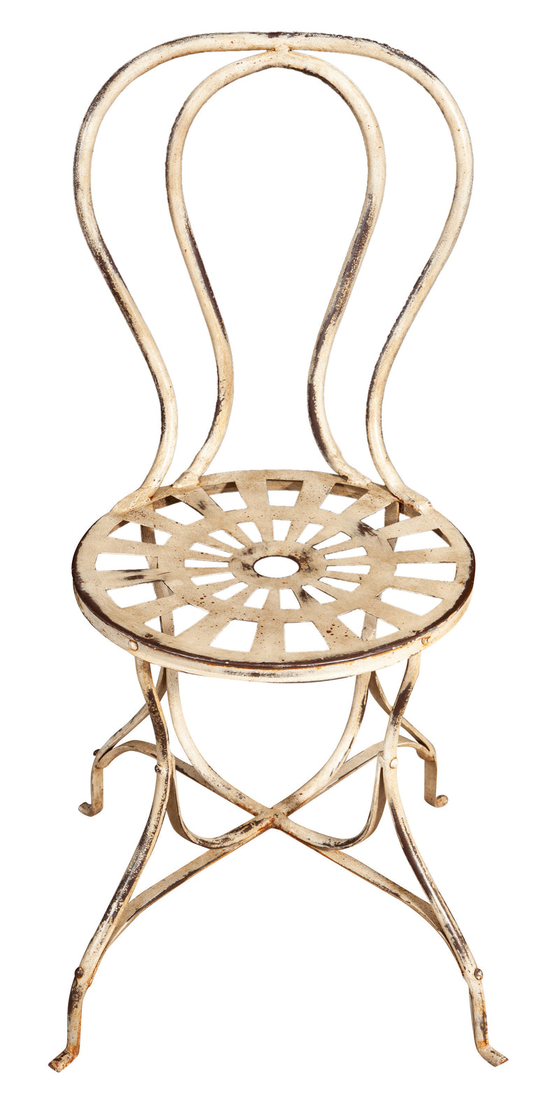 Biscottini Sedia in ferro battuto da esterno da giardino da pranzo finitura bianca anticata