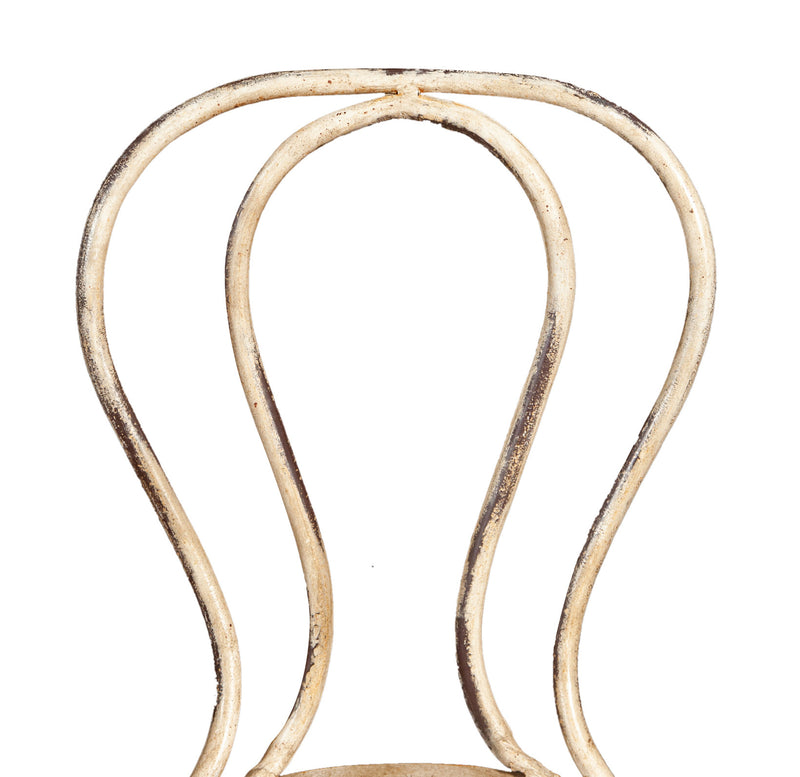 Biscottini Sedia in ferro battuto da esterno da giardino da pranzo finitura bianca anticata