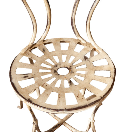 Biscottini Sedia in ferro battuto da esterno da giardino da pranzo finitura bianca anticata