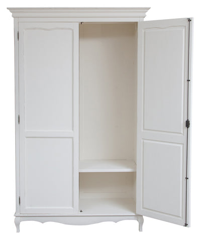 Biscottini Armadio Shabby in legno massello di tiglio finitura bianca anticata L130xPR57xH210 cm. Made in Italy