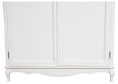 Biscottini Armadio Shabby in legno massello di tiglio finitura bianca anticata L130xPR57xH210 cm. Made in Italy