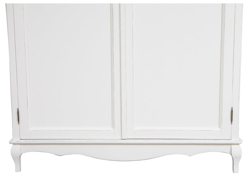 Biscottini Armadio Shabby in legno massello di tiglio finitura bianca anticata L130xPR57xH210 cm. Made in Italy