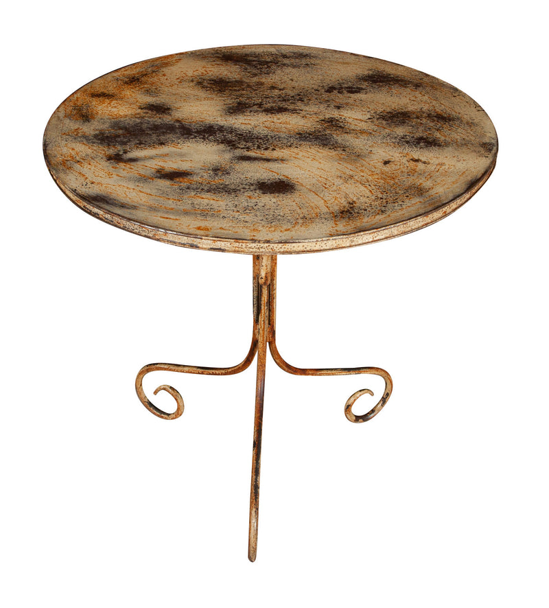 Biscottini TAVOLO ROTONDO IN FERRO BATTUTO FINITURA CREMA ANTICATA dimensioni lunghezza