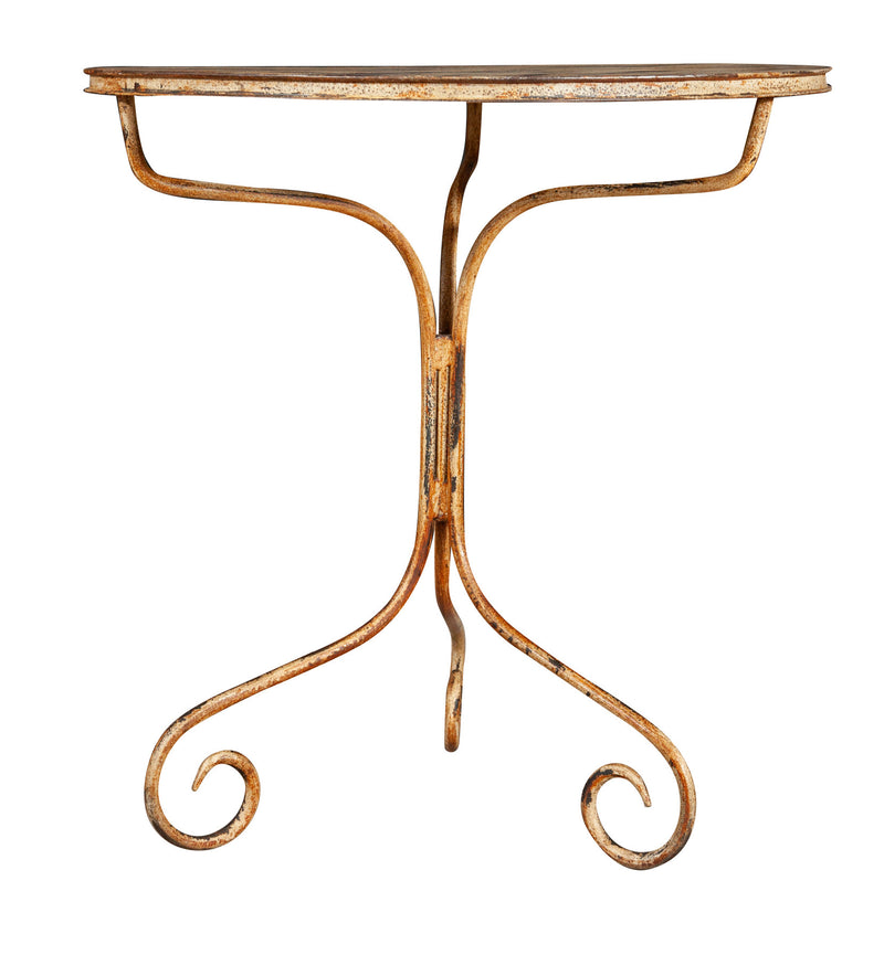 Biscottini TAVOLO ROTONDO IN FERRO BATTUTO FINITURA CREMA ANTICATA dimensioni lunghezza