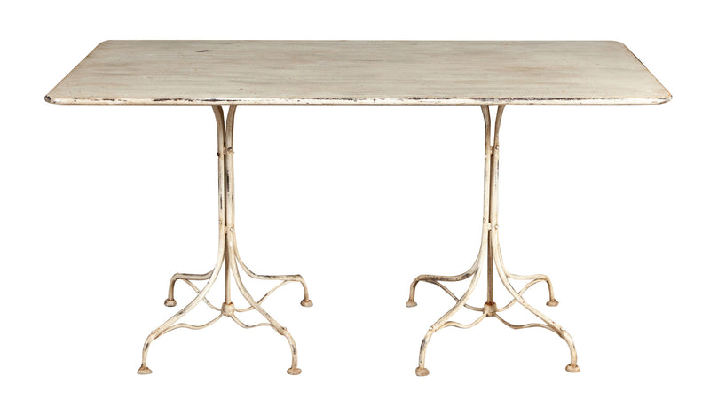 Biscottini TAVOLO IN FERRO BATTUTO FINITURA BIANCA ANTICATA dimensioni lunghezza profondità