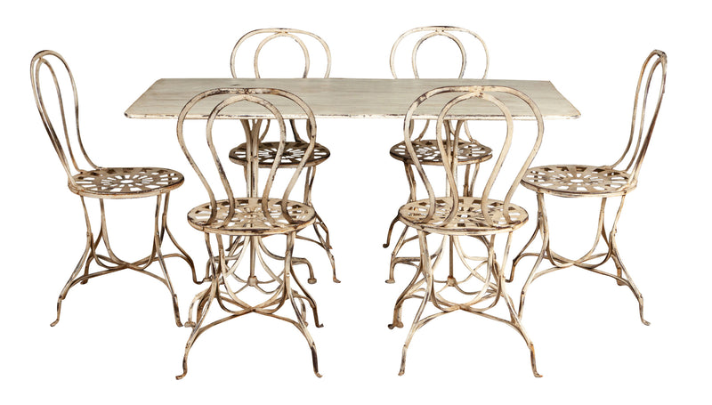 Biscottini TAVOLO IN FERRO BATTUTO FINITURA BIANCA ANTICATA dimensioni lunghezza profondità