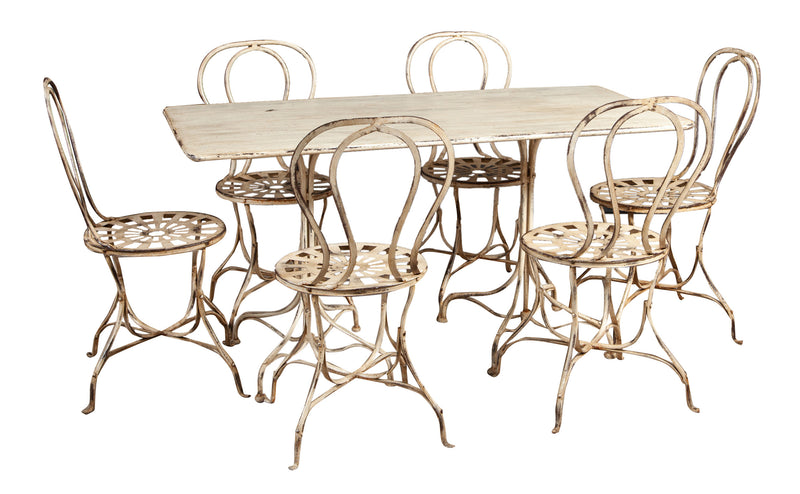 Biscottini TAVOLO IN FERRO BATTUTO FINITURA BIANCA ANTICATA dimensioni lunghezza profondità