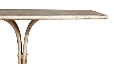 Biscottini TAVOLO IN FERRO BATTUTO FINITURA BIANCA ANTICATA dimensioni lunghezza profondità