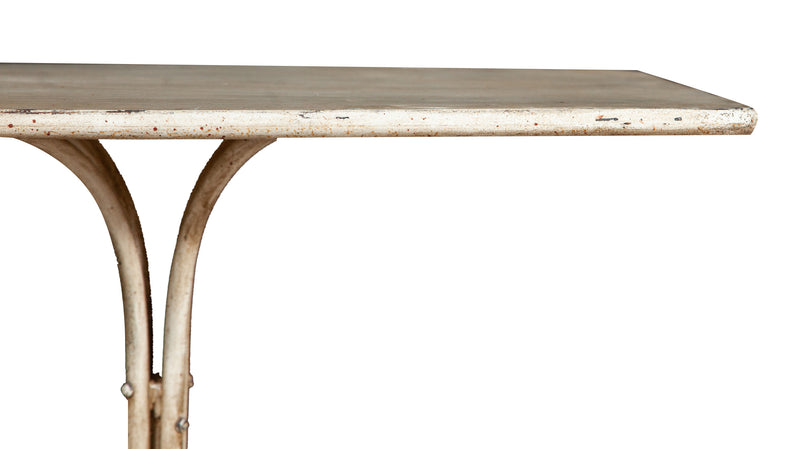 Biscottini TAVOLO IN FERRO BATTUTO FINITURA BIANCA ANTICATA dimensioni lunghezza profondità