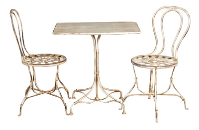 Biscottini TAVOLO IN FERRO BATTUTO FINITURA BIANCA ANTICATA dimensioni lunghezza profondità