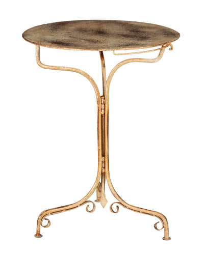 Biscottini TAVOLO ROTONDO PIEGHEVOLE IN FERRO BATTUTO FINITURA CREMA ANTICATA dimensioni