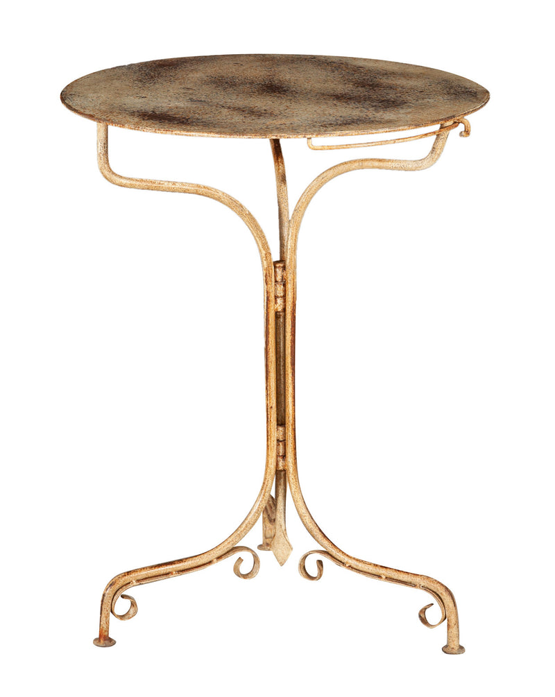 Biscottini TAVOLO ROTONDO PIEGHEVOLE IN FERRO BATTUTO FINITURA CREMA ANTICATA dimensioni