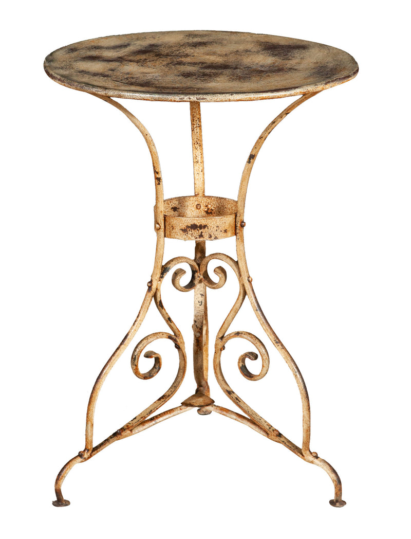 Biscottini TAVOLO ROTONDO IN FERRO BATTUTO FINITURA CREMA ANTICATA dimensioni lunghezza