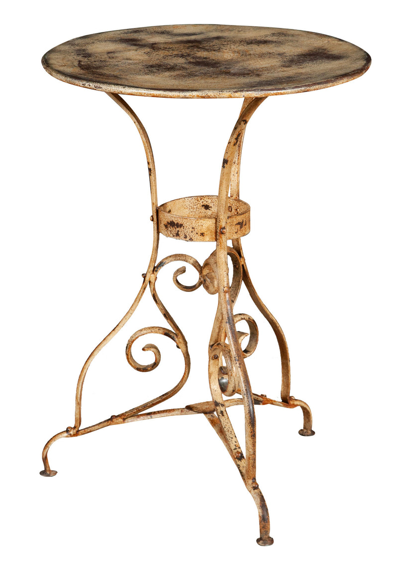 Biscottini TAVOLO ROTONDO IN FERRO BATTUTO FINITURA CREMA ANTICATA dimensioni lunghezza