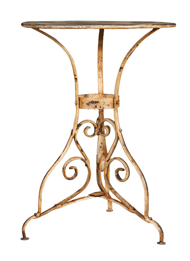 Biscottini TAVOLO ROTONDO IN FERRO BATTUTO FINITURA CREMA ANTICATA dimensioni lunghezza