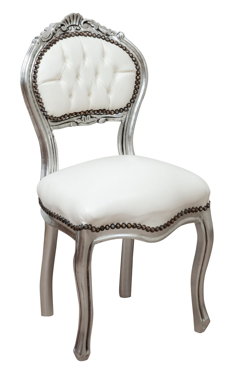 Biscottini Sedia stile francese Luigi XVI in legno massello di faggio poltroncina XVI,