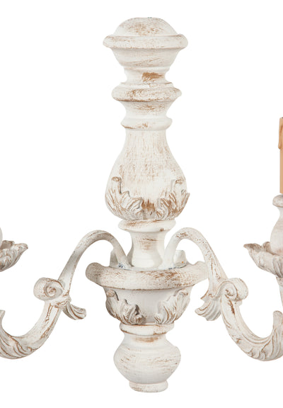 Biscottini Lampada Applique Shabby in legno e ferro finitura bianco anticato Made In Italy