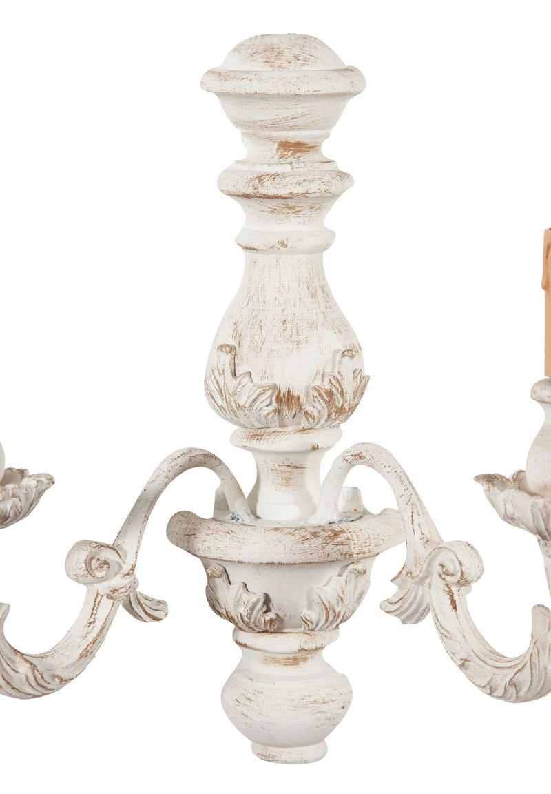 Biscottini Lampada Applique Shabby in legno e ferro finitura bianco anticato Made In Italy