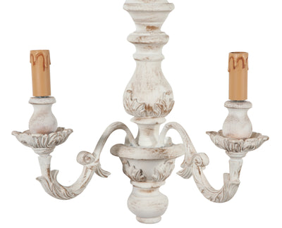 Biscottini Lampada Applique Shabby in legno e ferro finitura bianco anticato Made In Italy