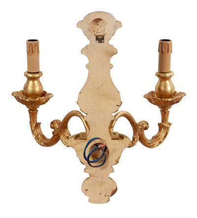 Biscottini Lampada Applique Shabby in legno e ferro finitura foglia oro anticato Made In Italy