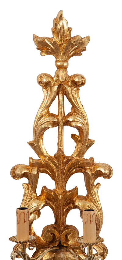 Biscottini Lampada Applique Shabby in legno e ferro finitura foglia oro anticato Made In Italy