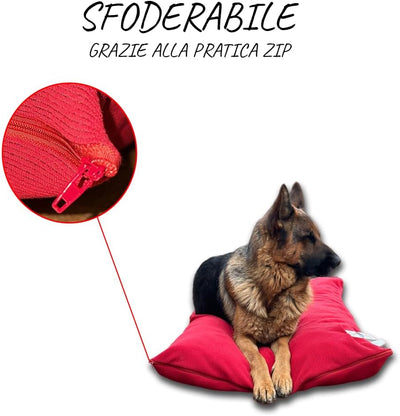 Dorian Home Cuccia Cane Interno, Cuscino Per Cani Sfoderabile Lavabile Super Imbottito e Morbido, Cuccia Cane Esterno Con Tessuto Resistente e Antigraffio (Rosso, 80 x 120 cm)