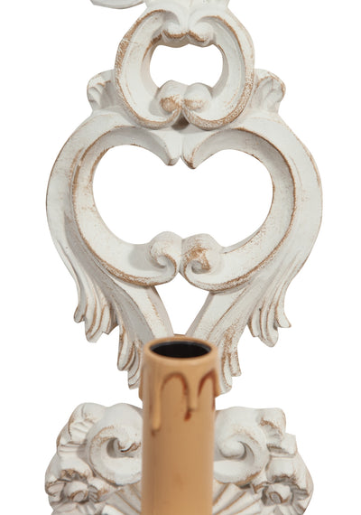 Biscottini Lampada Applique Shabby in legno e ferro finitura bianco anticato Made In Italy