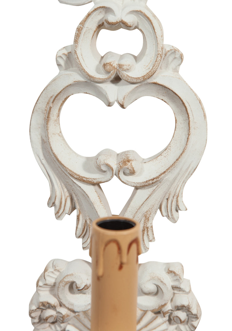 Biscottini Lampada Applique Shabby in legno e ferro finitura bianco anticato Made In Italy