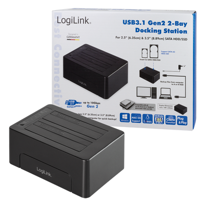 Docking Station Usb3.1 Gen2 - Doppio Slot Hdd/ssd Sata Da 2.5"/3.5" - Nero