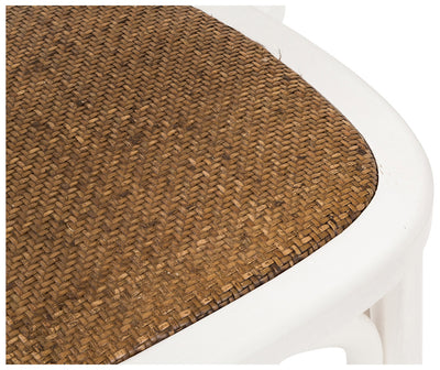 Biscottini Sedia con braccioli Thonet in massello di frassino finitura bianca e seduta in rattan L45xPR42xH77 cm.