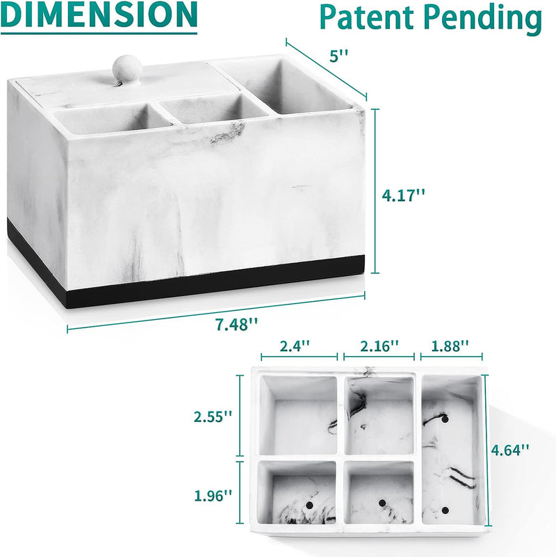 Porta Spazzolino per Bagno, Elettrico Porta Spazzolini, Accessori da bagno a 5 scomparti per dentifricio/banco vanità, resina marmo,per Bagno, Cucina e Famiglia