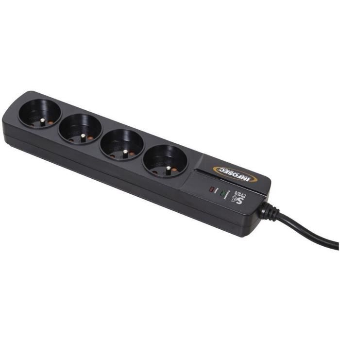 INFOSEC - S4 Black Line II - Parasurtenseur 4 prese FR - Garanzia di 2 anni