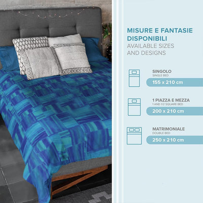 Dorian Home Parure Copripiumino Matrimoniale 250 x 210 cm, Copripiumino Matrimoniale Cotone, Realizzato in 100% Morbido e Puro Cotone, Made In Italy, Fantasia Varazze Azzurro