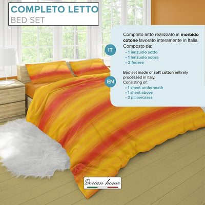 Dorian Home Completo Letto Singolo, Set Completo lenzuola, Lenzuola Letto Singolo 100% Cotone 90x200 cm, Lenzuolo Sotto, Lenzuolo Sopra e Una Federa, Made in Italy, Smeralda Arancio