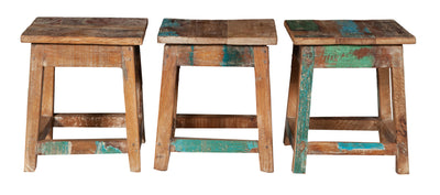 Biscottini PANCHETTO QUADRATO IN LEGNO VECCHIO RICICLATO DI TEAK dimensioni larghezza