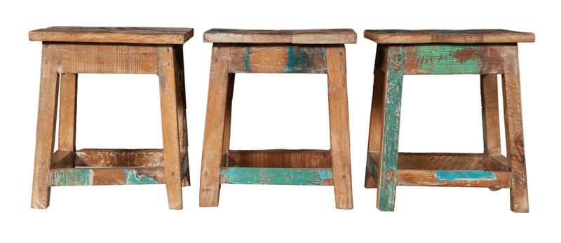 Biscottini PANCHETTO QUADRATO IN LEGNO VECCHIO RICICLATO DI TEAK dimensioni larghezza