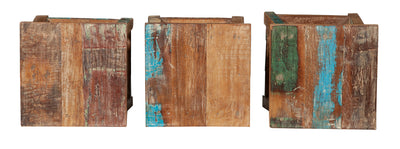 Biscottini PANCHETTO QUADRATO IN LEGNO VECCHIO RICICLATO DI TEAK dimensioni larghezza