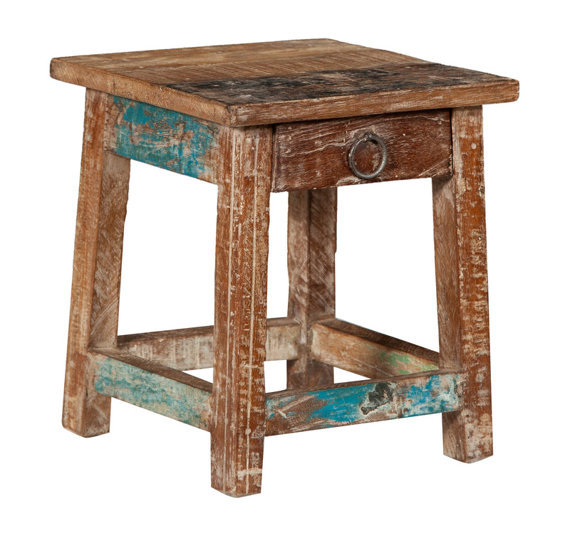 Biscottini PANCHETTO QUADRATO IN LEGNO VECCHIO RICICLATO DI TEAK dimensioni lunghezza