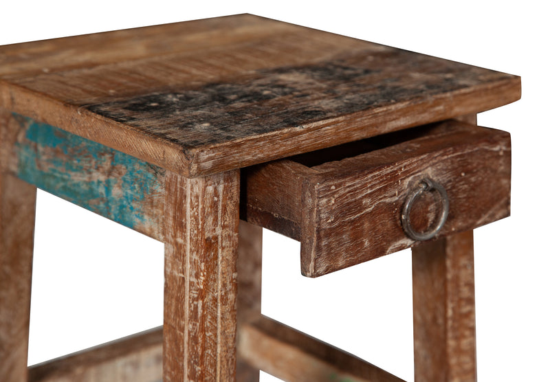 Biscottini PANCHETTO QUADRATO IN LEGNO VECCHIO RICICLATO DI TEAK dimensioni lunghezza