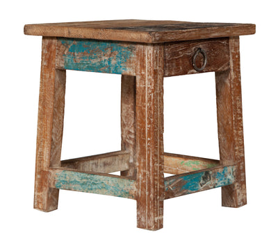 Biscottini PANCHETTO QUADRATO IN LEGNO VECCHIO RICICLATO DI TEAK dimensioni lunghezza